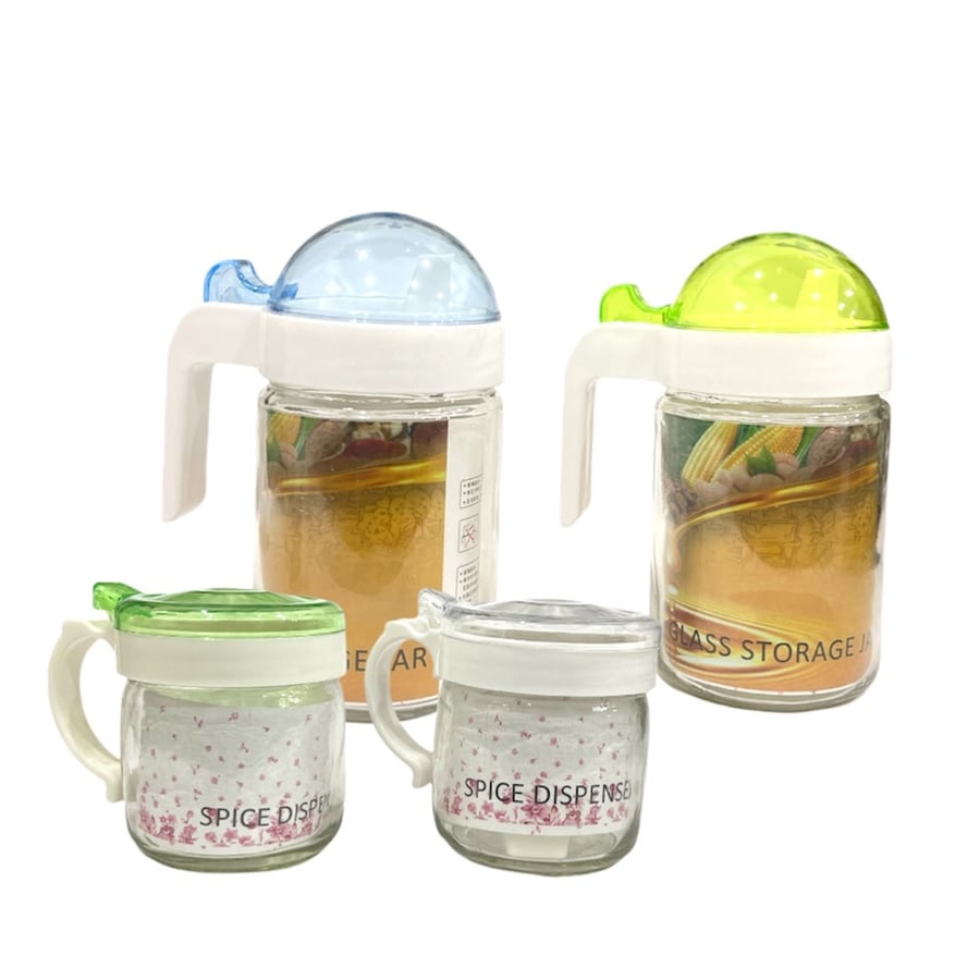 Glass Spice Jar Set - 4 Pieces