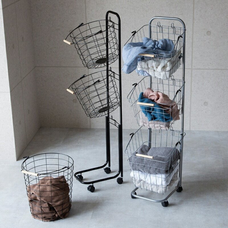 Laundry basket with wheels, 3 layers, black color HE6384