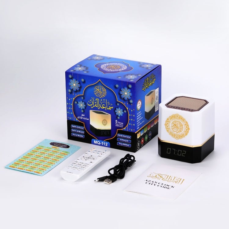 The Holy Quran illuminated touch headset with a digital clock with interpretation of verses voice supports several voices and languages and supports Bluetooth MQ-112