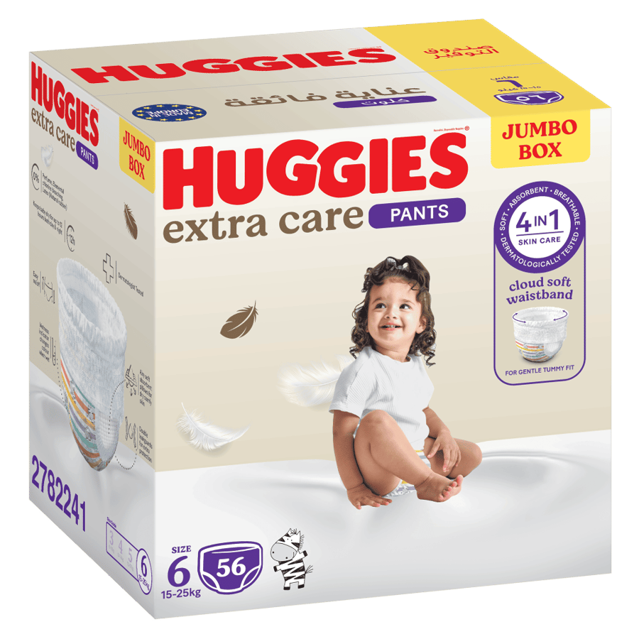 حفاضات هجيز 56 حبات مقاس (6) 15-25 كيلو HUGGIES