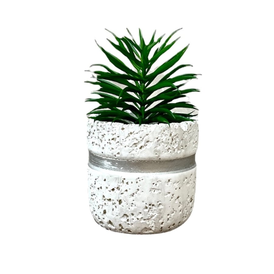 Faux plant vase with gray ribbon