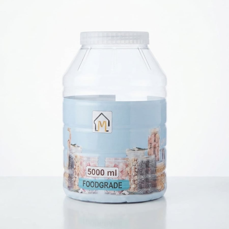 برطمان بلاستيك شفاف مع غطاء 5000 مل Masadir Altawfir HD303