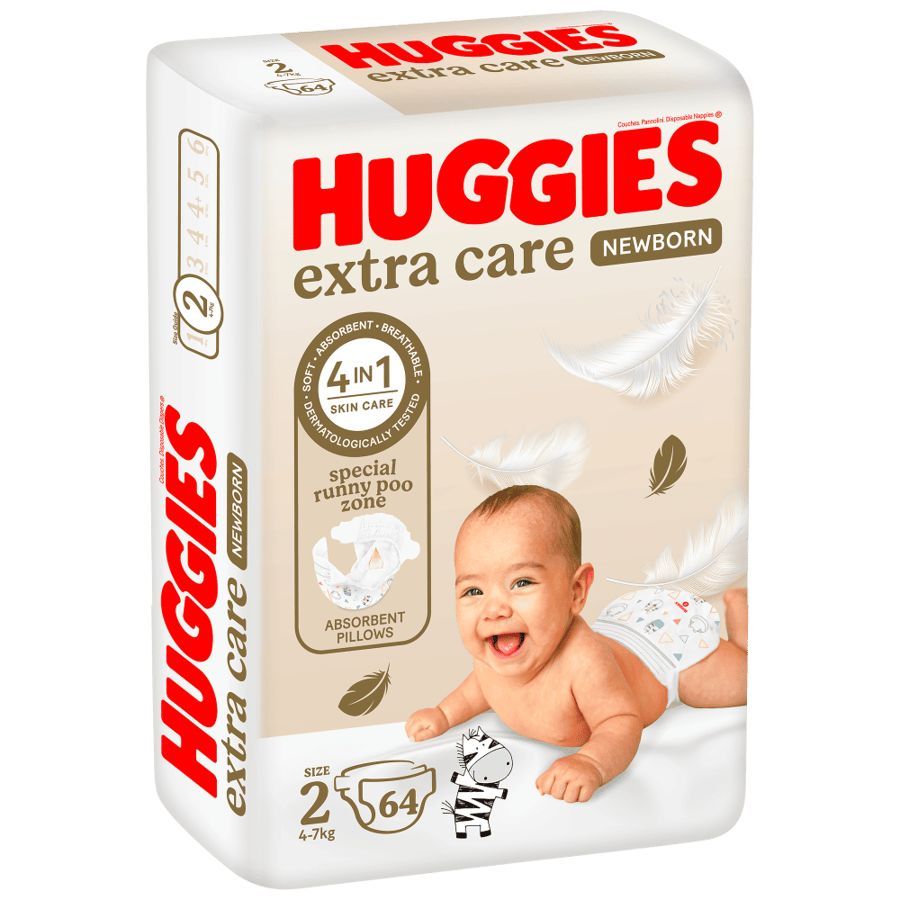 حفاضات هجيز 64 حبات مقاس (2) 4-6 كيلو HUGGIES