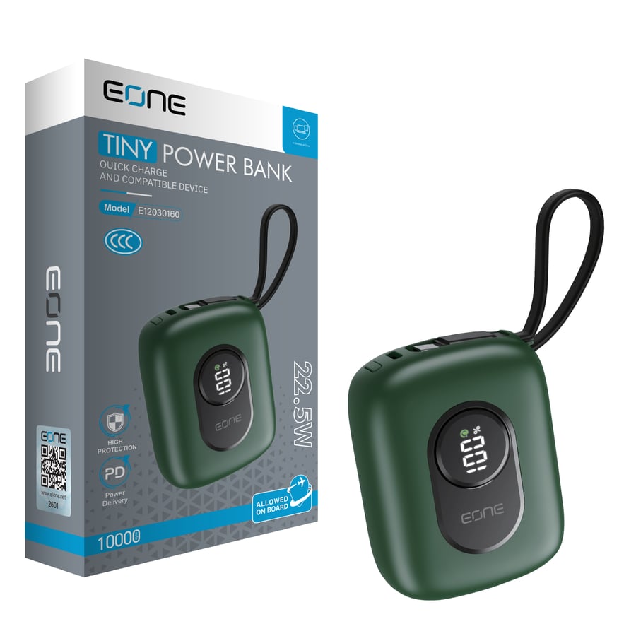 شاحن متنقل 10000 ملي أمبير لون أخضر EONE E12030160