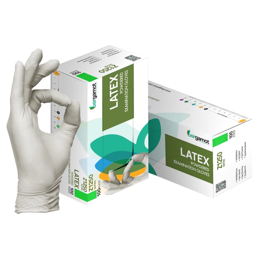 قفازات لاتيكس 100 قفاز مقاس bergamot L