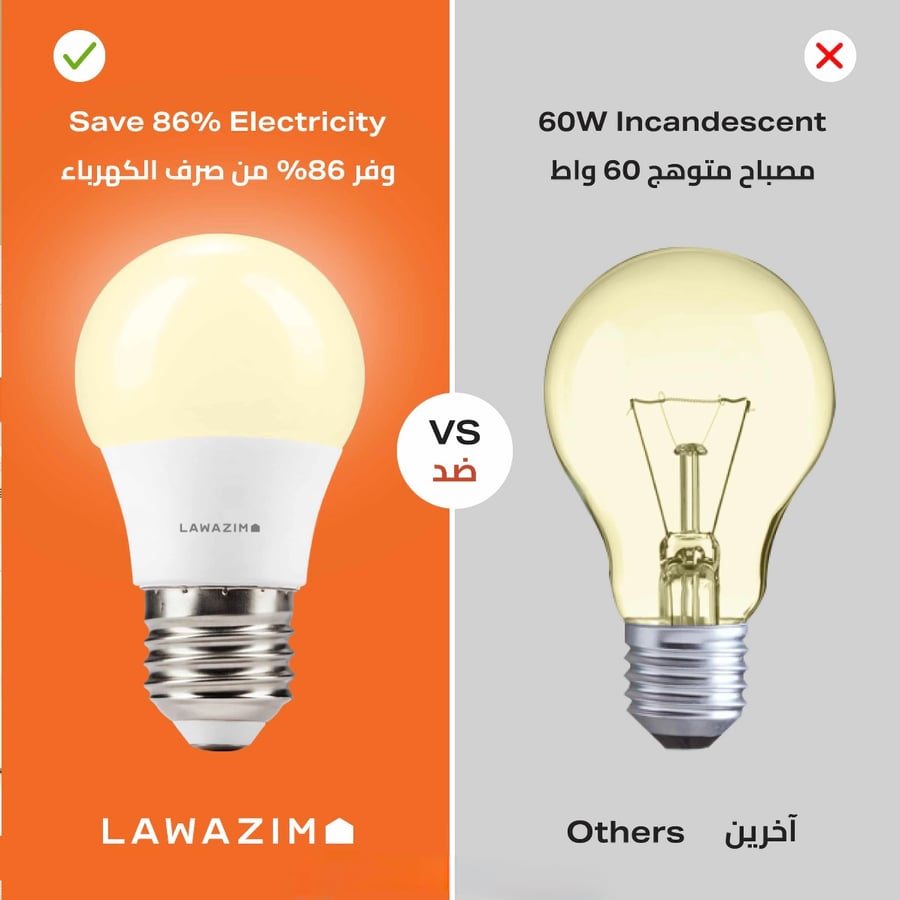 طقم مصابيح ليد أصفر قطعتين 5 واط 3000 كلفن LAWAZIM K12073