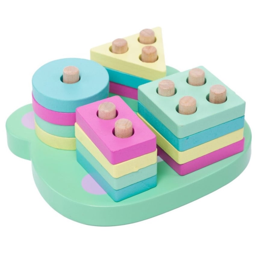 Educational wooden toy for children, geometric shapes, manual skills