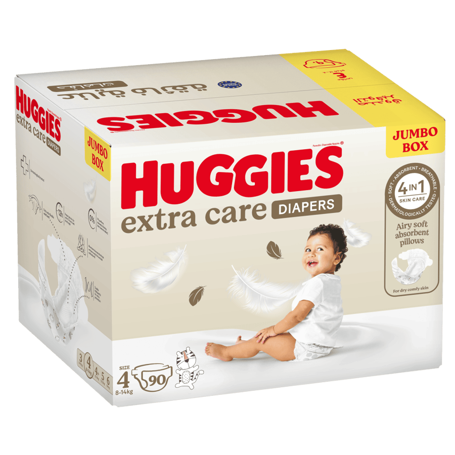 حفاضات هجيز 90 حبات مقاس (4) 8-14 كيلو HUGGIES