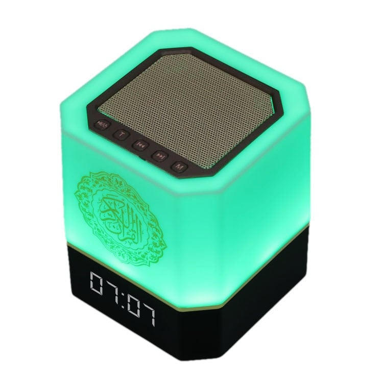 The Holy Quran illuminated touch headset with a digital clock with interpretation of verses voice supports several voices and languages and supports Bluetooth MQ-112