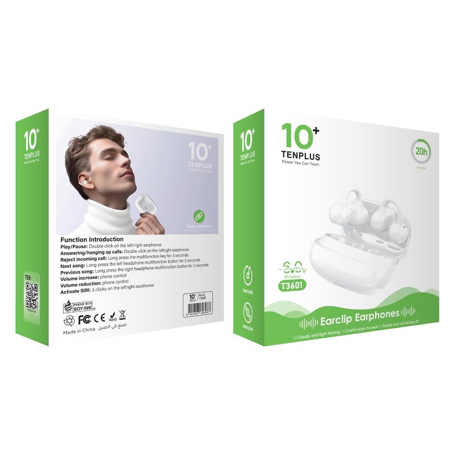 سماعة أذن لاسلكية أبيض TENPLUS T3601