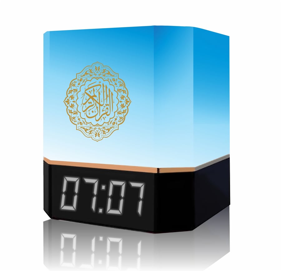 The Holy Quran illuminated touch headset with a digital clock with interpretation of verses voice supports several voices and languages and supports Bluetooth MQ-112