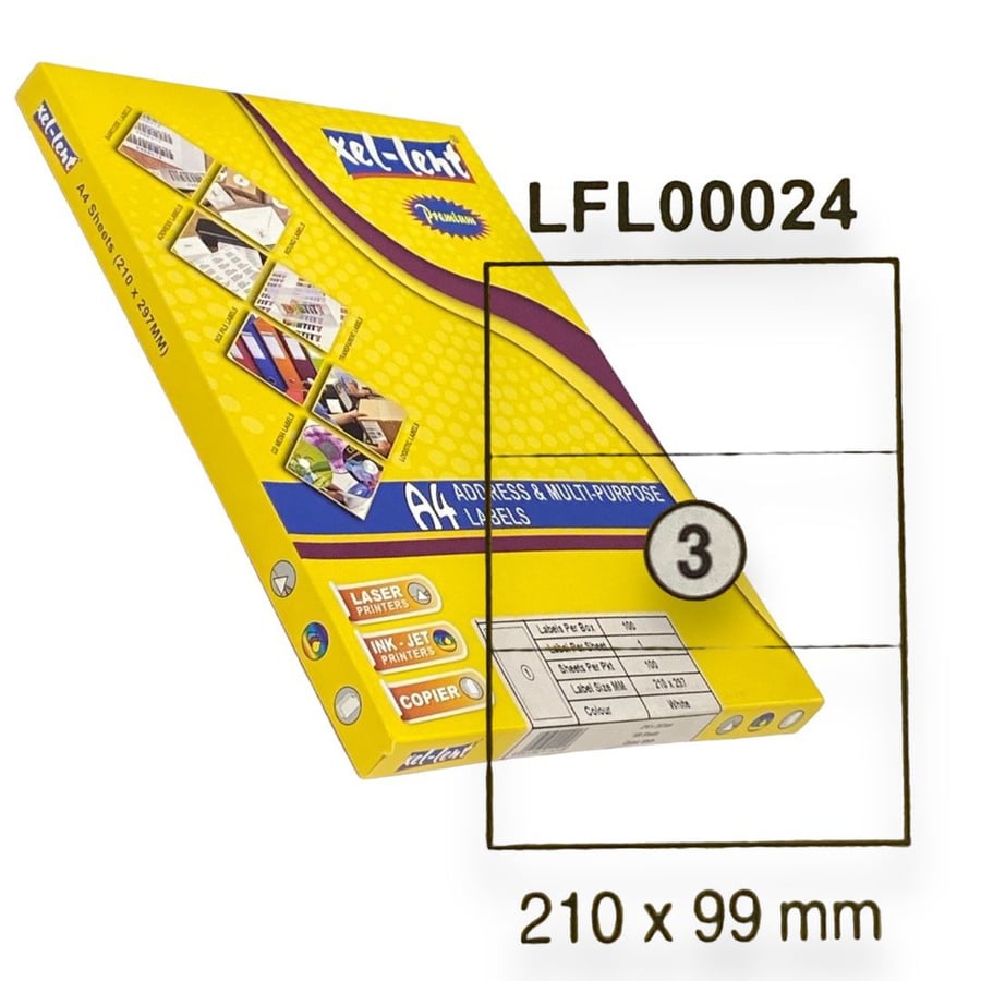 ورق ستيكر لاصق ابيض مطفي 100 ورقة XEL-LENT LFL00024 A4
