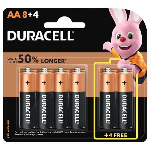 بطارية 1.5 فولت DURACELL MN1500-LR6 8+4 AA