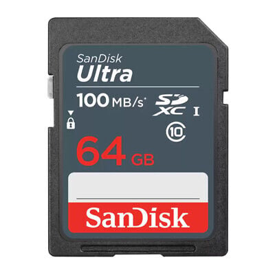 بطاقة ذاكرة كاميرا سعة 64 جيجا بايت ، سرعة 100 ميجابايت سانديسك SanDisk