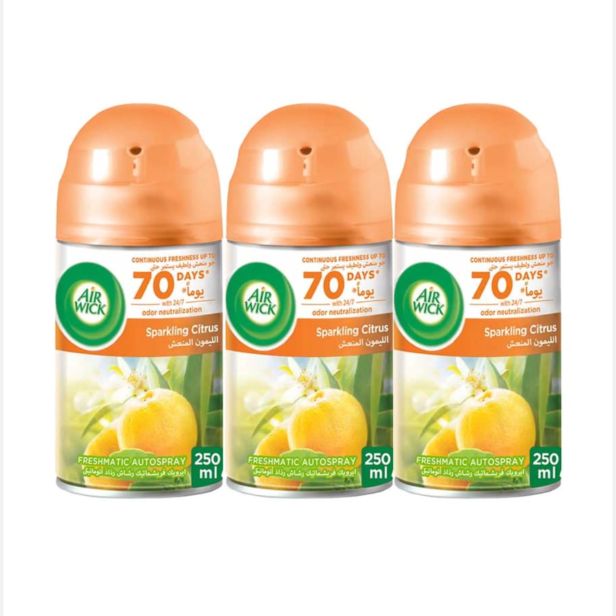 ايرويك فريشماتيك بخاخ معطر جو برائحة الليمون المنعش 3*250 مل AIR WICK
