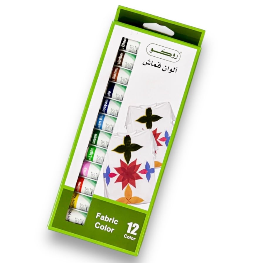 الوان قماش 12 لون 12 مل ROCO RQ-101042