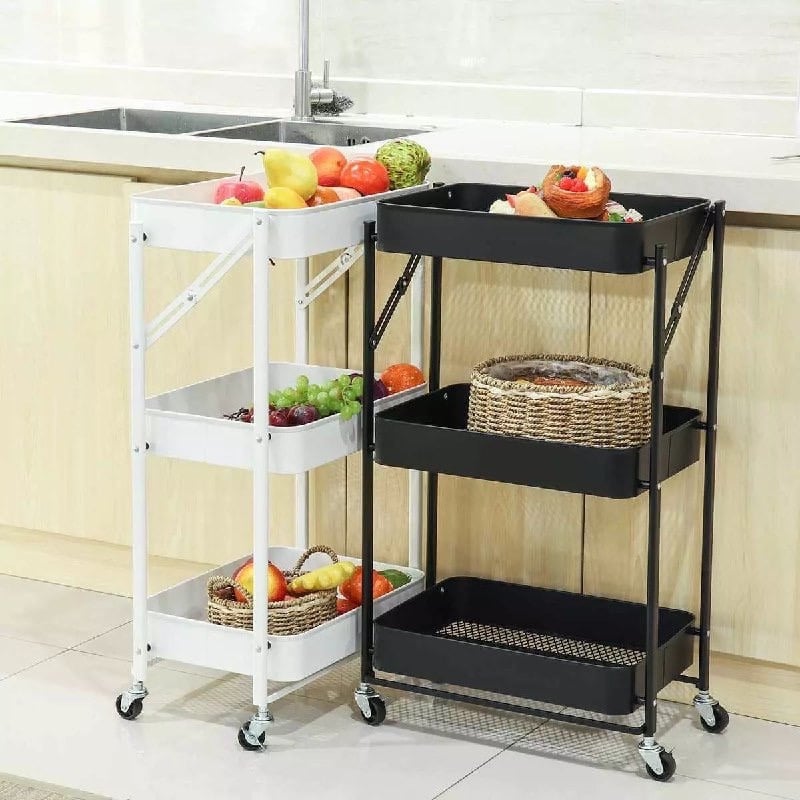 3 Layers Folding Organizer Trolley with Wheels 31*18*12 cm YIIN MS210-132