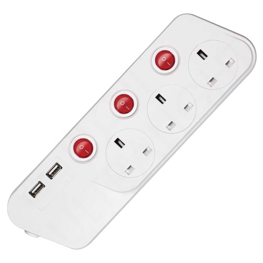 توصيلة كهربائية 3 مقابس 2 يو اس بي 3 متر 2860 واط مايكروديجيت SU153USB