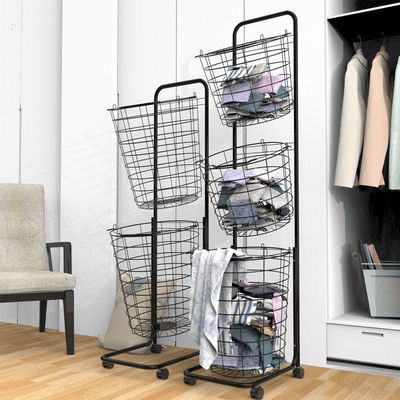 Laundry basket with wheels, 3 layers, black color HE6384