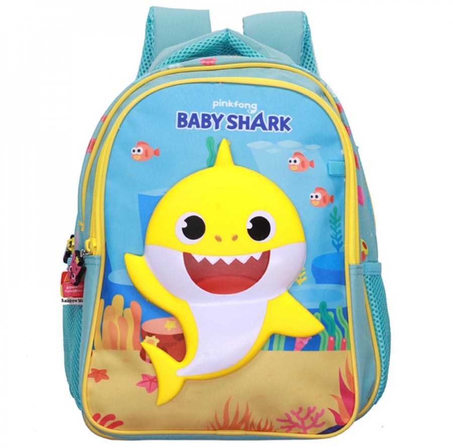شنطة ظهر 13 انش اصفر ( سماوي ) - بيبي شارك بينك فونج 1091-Baby Shark Pink Fong Backpack