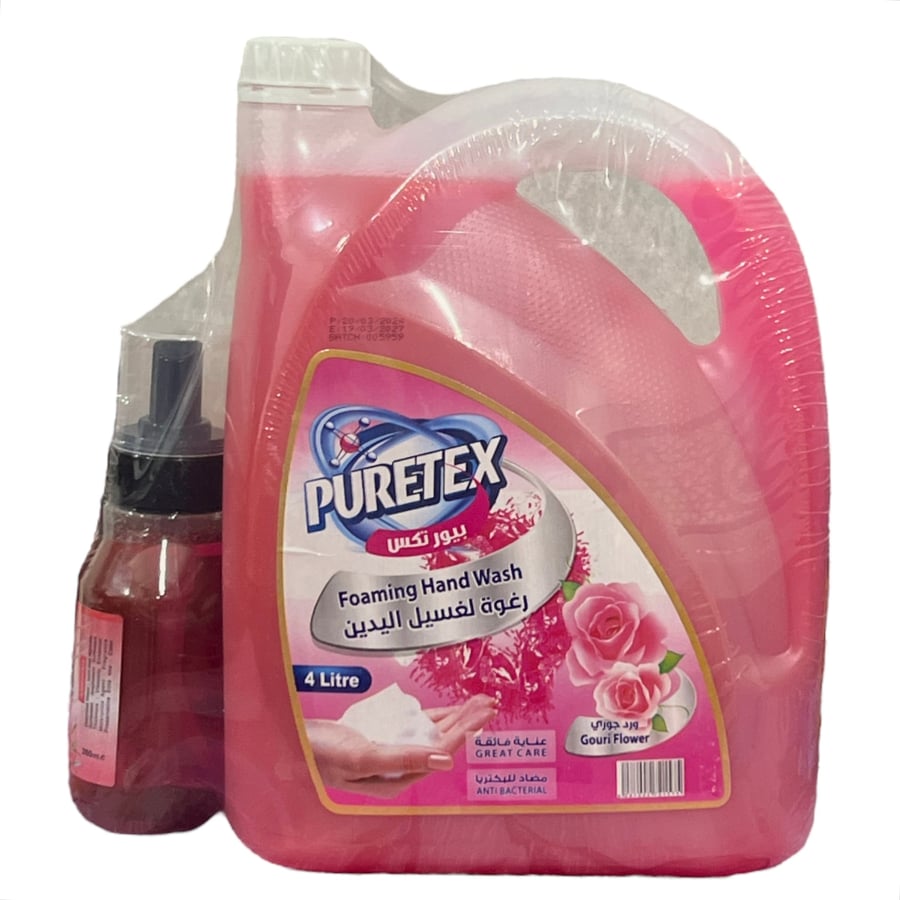 صابون رغوة لغسيل اليدين بالورد الجوري 4 لتر + 500 مل PURETEX
