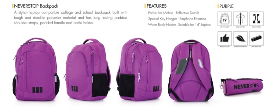 Polyester School Backpack With Pencil Case Size 19 , SYF NVS-91802