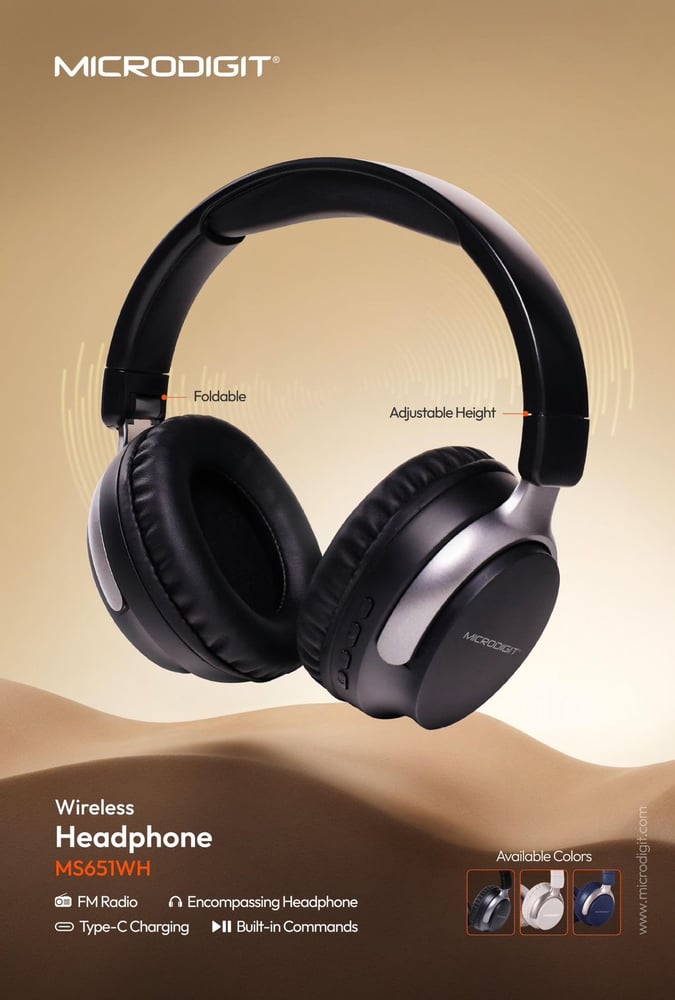 سماعات رأس بلوتوث مايكروديجيت MS651WH