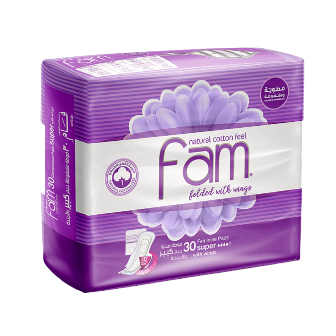 Fam Sanitary Pads Compressed 30 Pieces Large With Wings