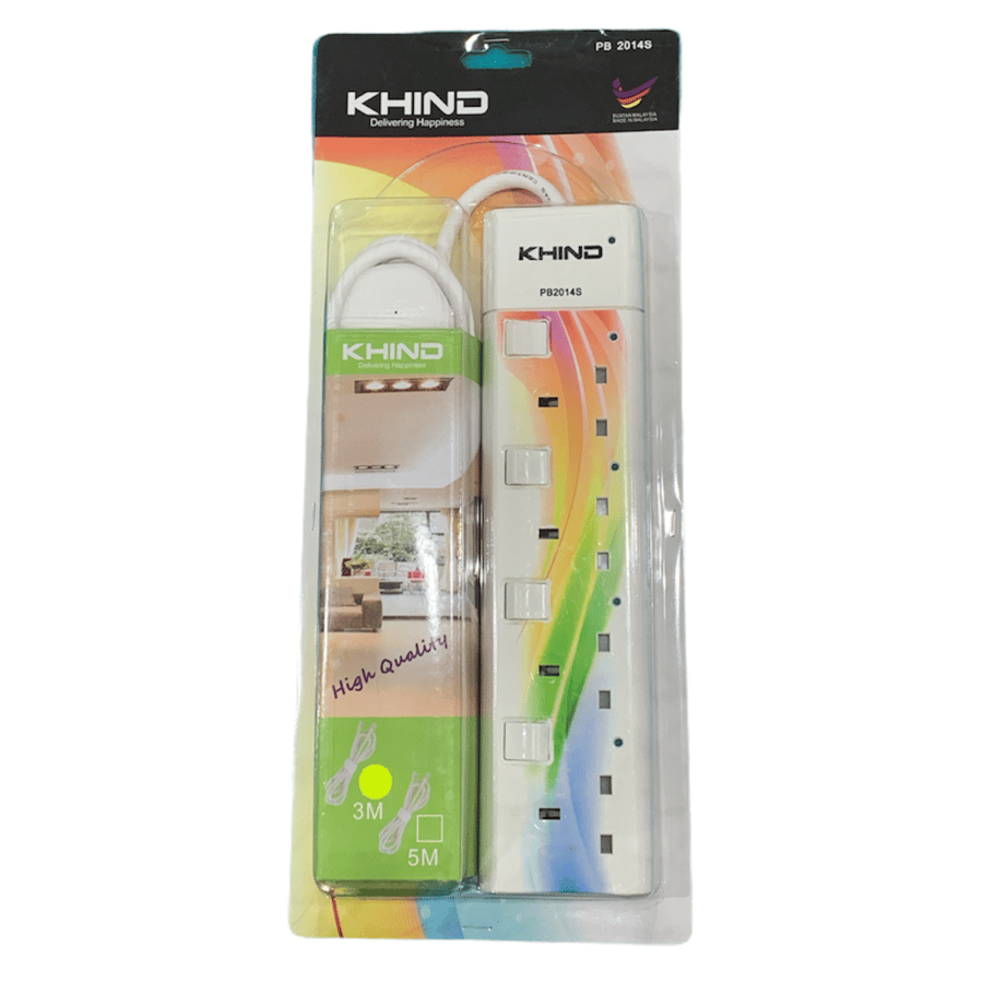 توصيلة كهربائية 3 متر 4 مقابس 2500 واط KHIND PB2014S
