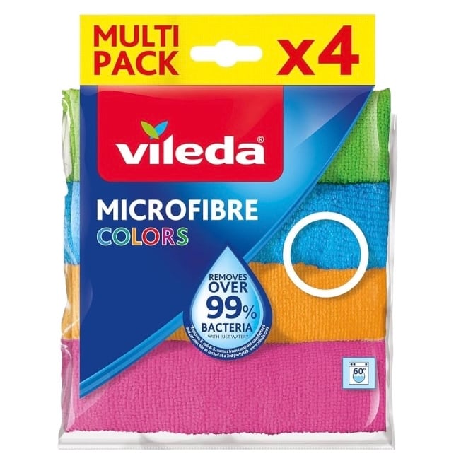 منشفة مايكروفايبر 30*30 سم 4 قطع ملونة Vileda VC32