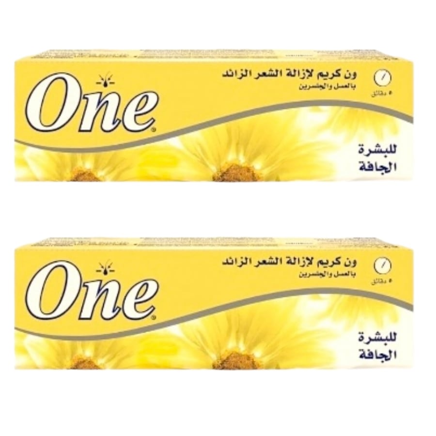 كريم لإزالة الشعر للبشرة الجافة بالعسل والجلسرين 2*140 غرام One