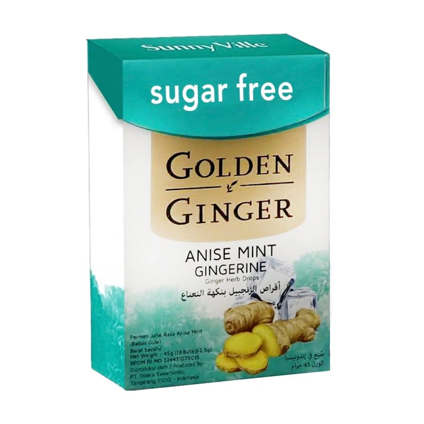 جولدن جنجر أقراص الزنجبيل بنكهة النعناع الخالية من السكر 45 جم Golden Ginger