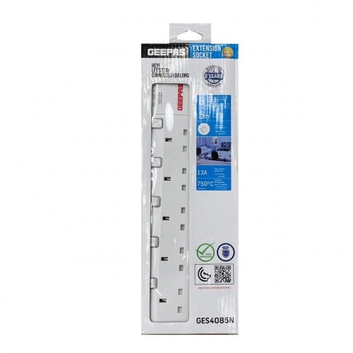 Electrical connection 5 sockets 5 meters 3250 watts 13 amps GEEPAS GES4085N