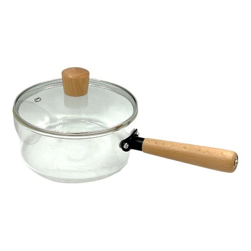 كاسرول زجاجي بمقبض خشبي 18*8 سم CC GL-140