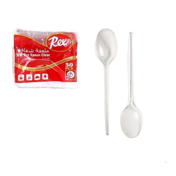 ملاعق بلاستيك شفاف حجم كبير 50 حبة Rex