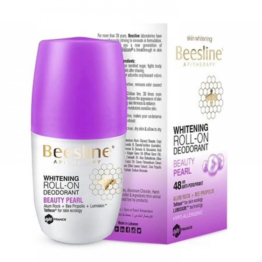 بيزلين مزيل عرق رول أون مزيل الرائحة الطبيعي لتفتيح البشرة تألق الؤلؤ 50 مل Beesline