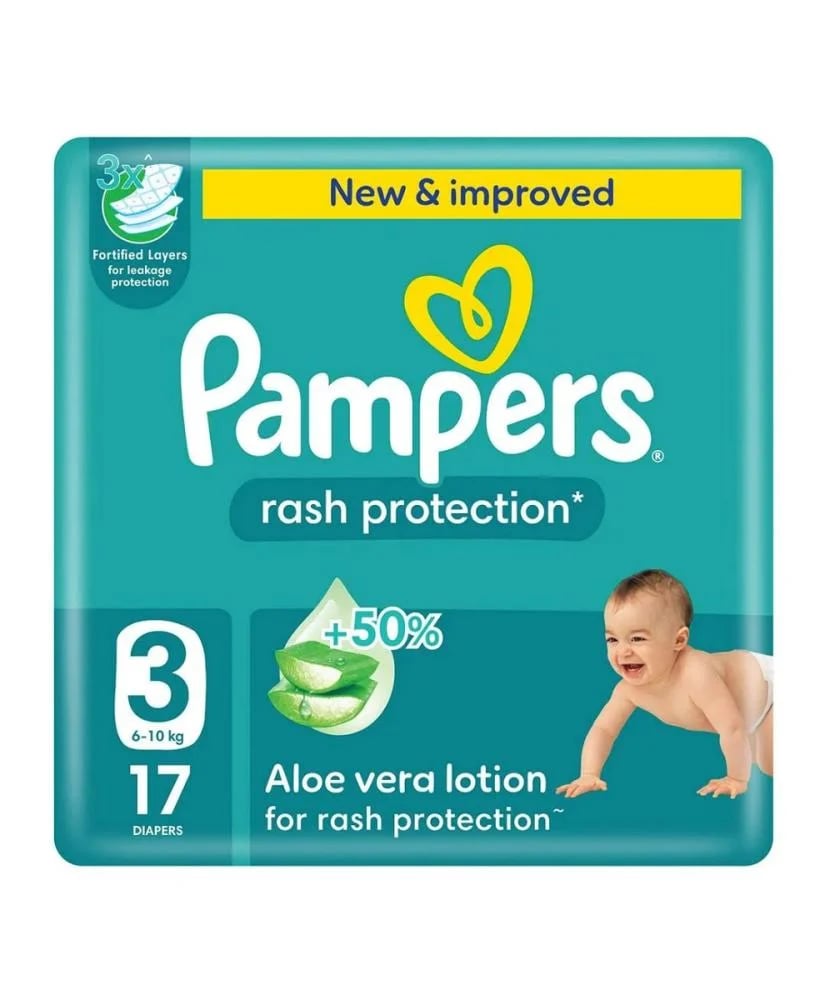 حفاضات بامبرز 17 حبة مقاس 3 من 6-10 كيلو Pampers