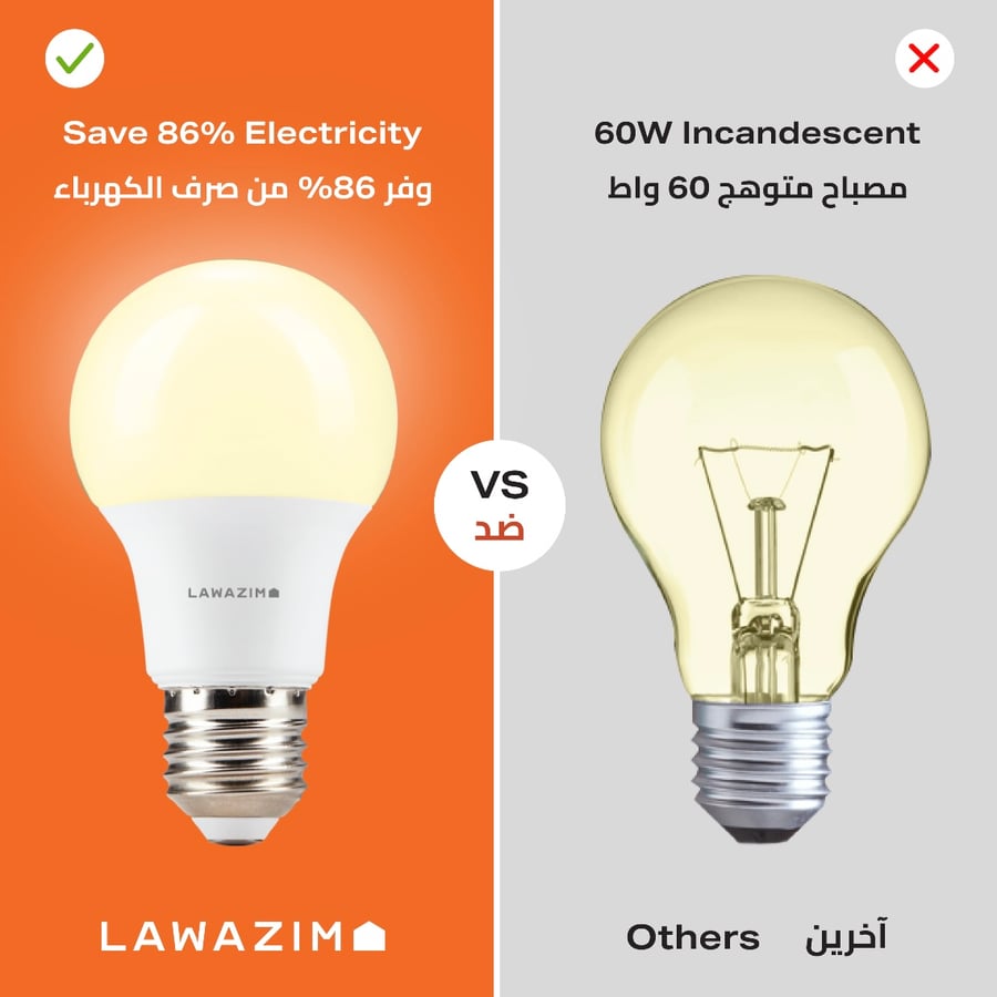 طقم مصابيح ليد أصفر قطعتين 9 واط 3000 كلفن LAWAZIM K12075