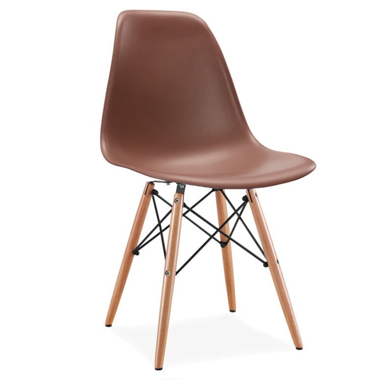 Chair with wooden legs and plastic base