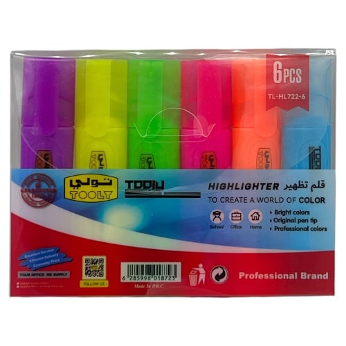 طقم اقلام تظليل 6 الوان TOOLY TL-HL722-6