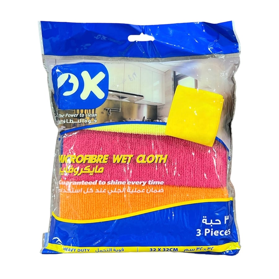 قماش تنظيف الزجاج 3 حبات 32*32 سم OK