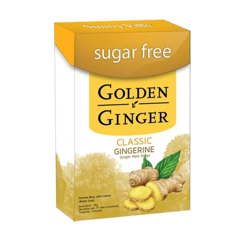 جولدن جنجر أقراص الزنجبيل الكلاسيكية الخالية من السكر 45 جم Golden Ginger