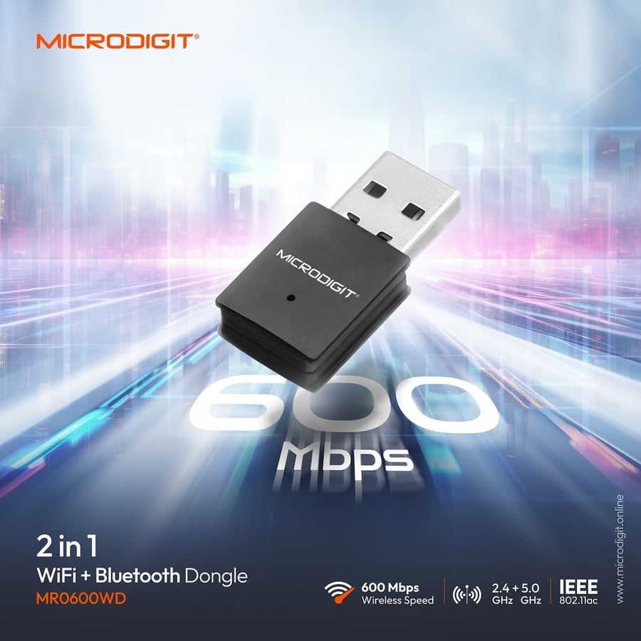 محول لاسلكي واي فاي وبلوتوث مايكروديجيت MR0600WD