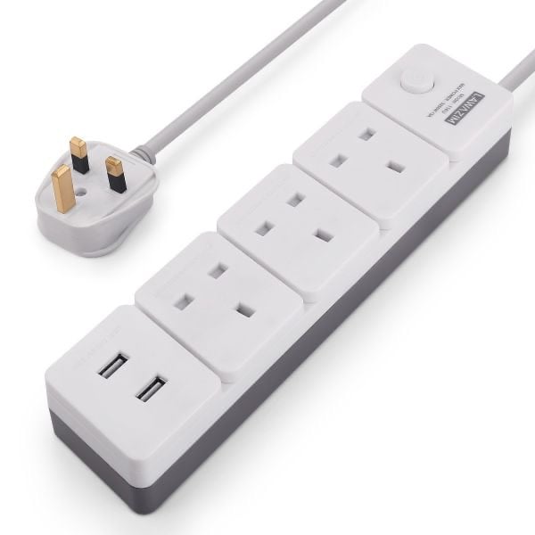 Electrical Extension 3 Sockets 2 USB 3 Meters 3250 Watts With Single On / Off Switch LAWAZIM 01-7024-02