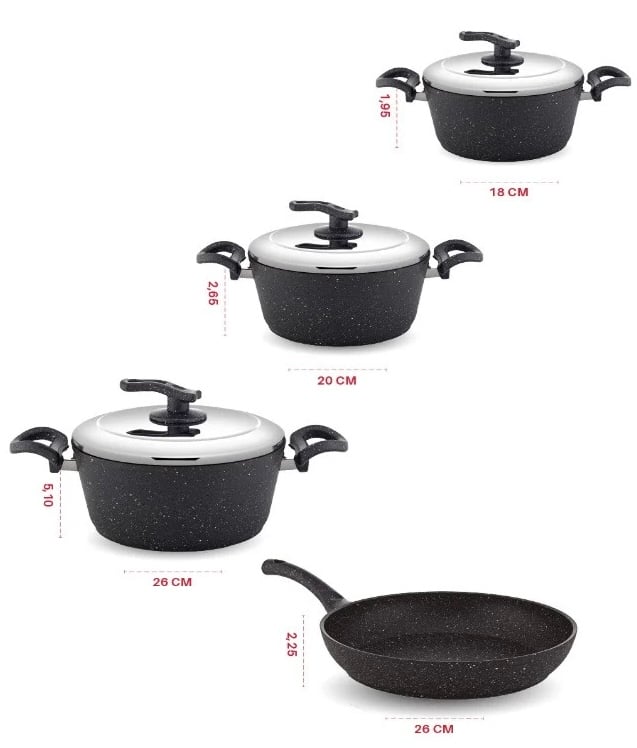 MISTER COOK MC 4002-01-02 Granite Cookware Set 13 Pieces