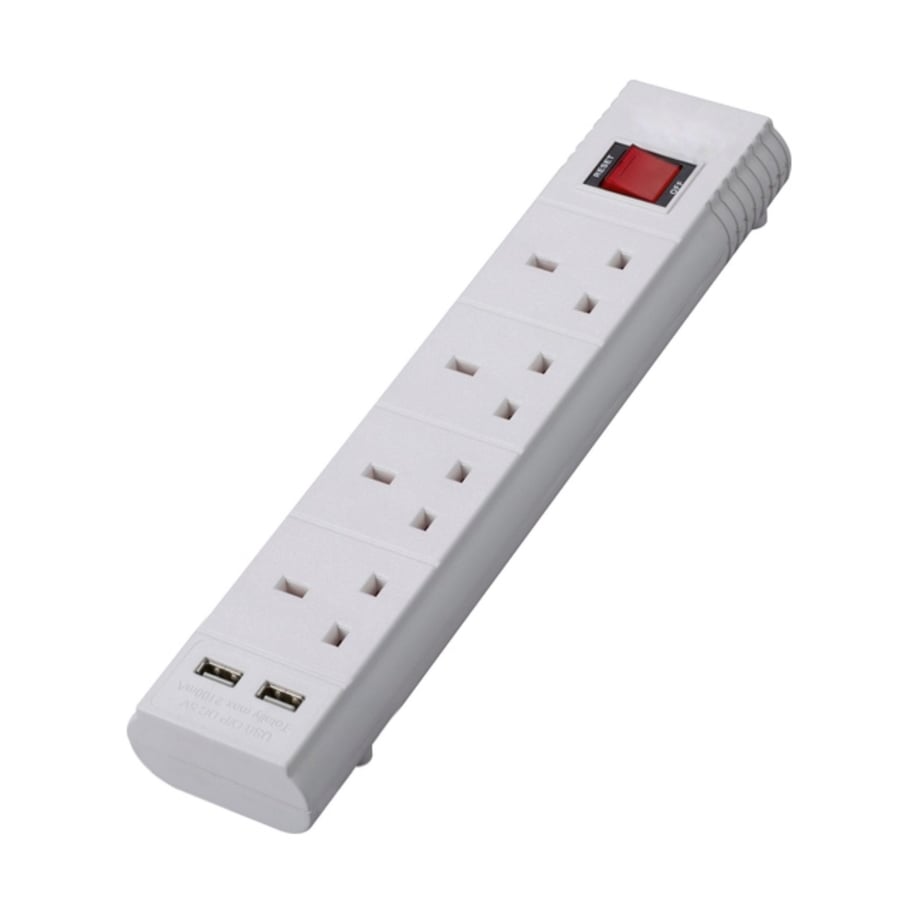 Electrical Extension 4 Sockets 2 USB 3 Meters 2860 Watts Microdigit SU264USB