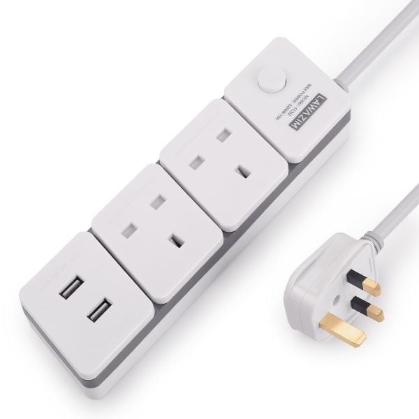 Electrical Extension 2 Sockets 2 USB 5 Meters 3250 Watts With Single On / Off Switch LAWAZIM 01-7023-03