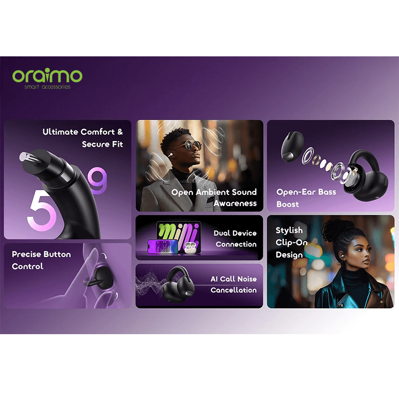 اورايمو سماعة أذن لاسلكية أسود oraimo OPN-373-BK