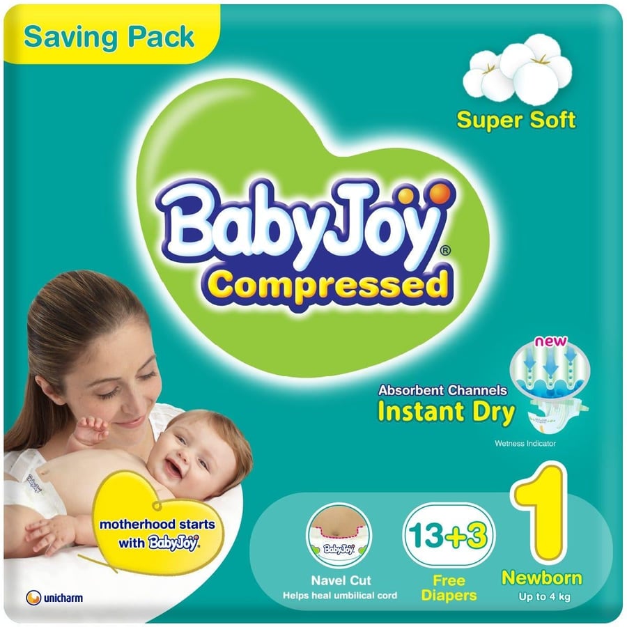 حفاضات بيبي جوي 13+3 حبة مقاس 1 مولود جديد حتى 4 كيلو جرام BABY JOY