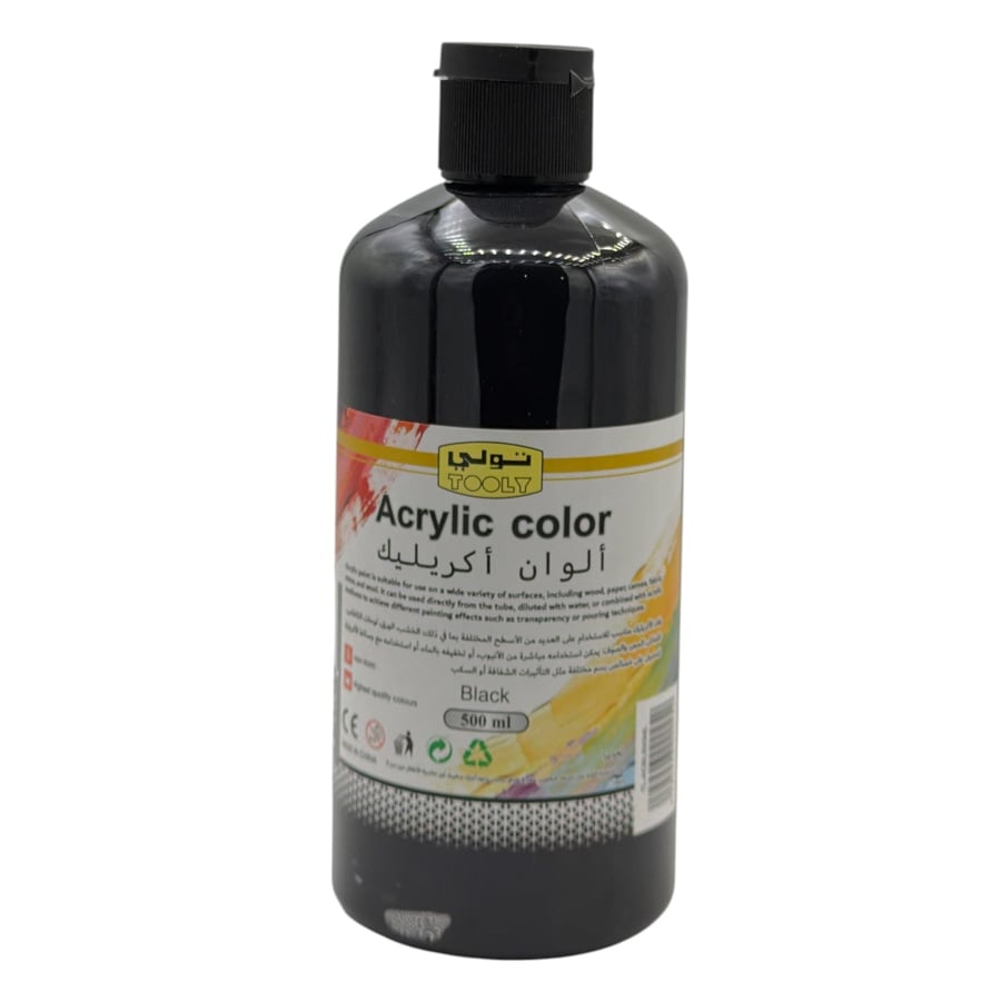 ألوان اكريليك 500 مل أسود TOOLY TL-ACBL500ML
